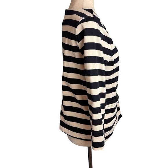 J.Crew Merriweather navy and White Striped knit jacket blazer nautical preppy - Picture 3 of 7